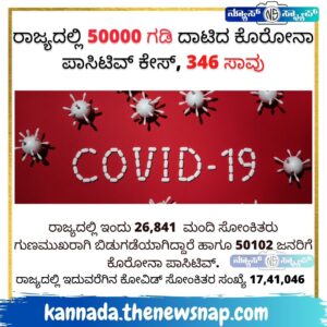 ರಾಜ್ಯದಲ್ಲಿ ಕರೋನಾ ಅಬ್ಬರ ಬುಧವಾರ 50,112 ಜನಕ್ಕೆ ಪಾಸಿಟಿವ್, 346 ಸಾವು